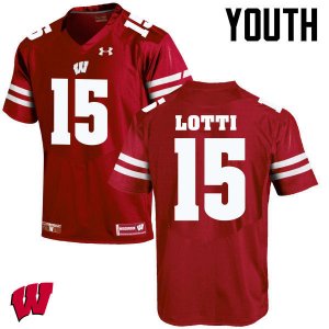 Youth Wisconsin Badgers NCAA #15 Anthony Lotti Red Authentic Under Armour Stitched College Football Jersey WR31Q22BC